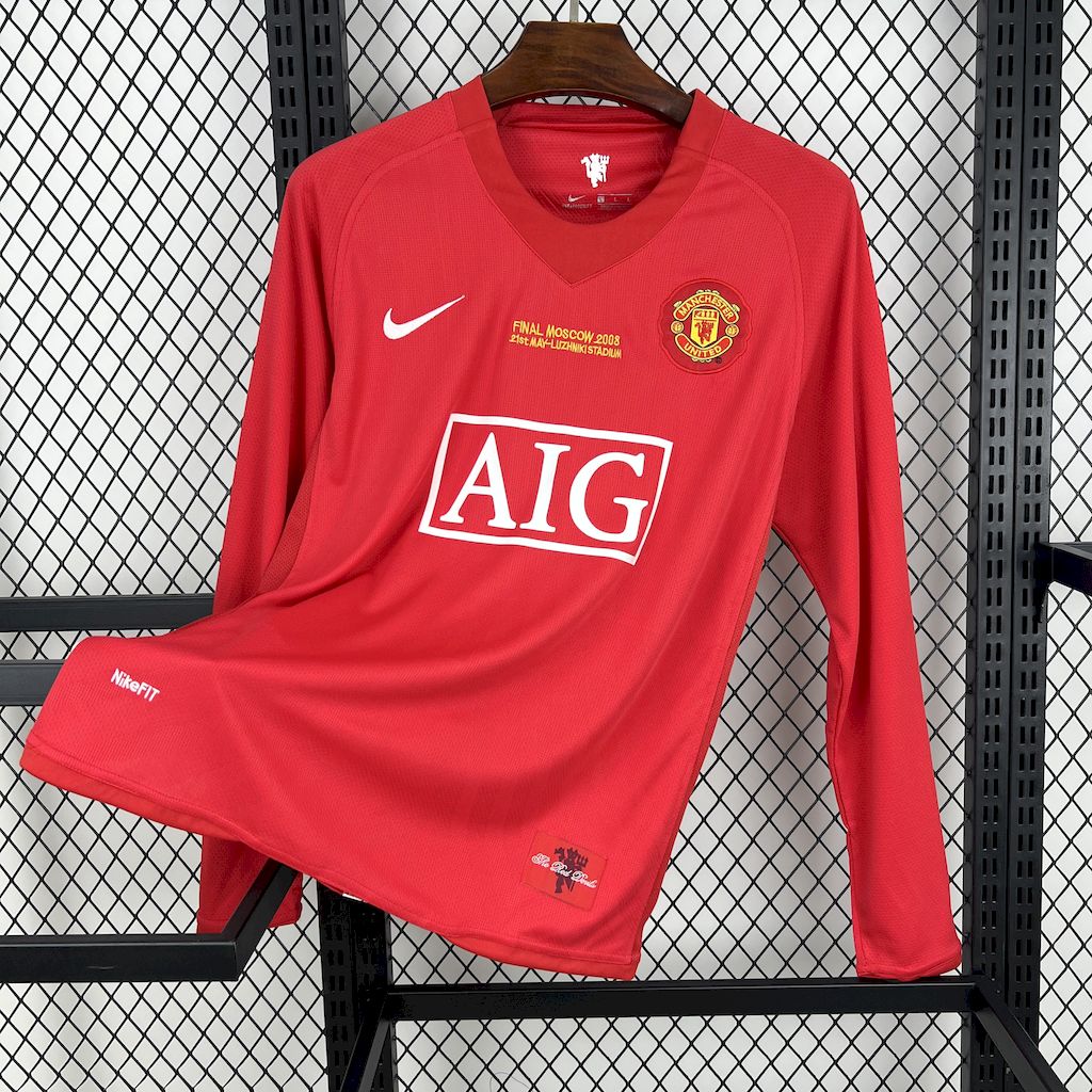 Trikot von Manchester United Manga Longa Retro 2007/08 Home UCL